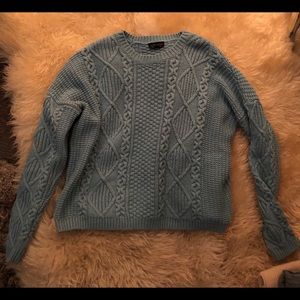 TOPSHOP Blue Cable Knit Sweater